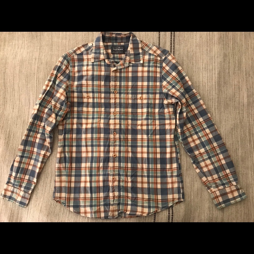 Topman blue plaid shirt